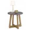 Okrúhly odkladací stolík s betónovou doskou / Ø 50 cm / eukalyptové drevo/polymetal