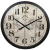 Okrúhle nástenné hodiny / motív mapy / Ø 76 cm / drevo / hnedá / čierna