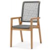 Stolička s textilným výpletom / max. nosnosť 140 kg / eukalyptové drevo/100% PP / sivá