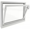 Plastové výklopné okno do suterénu 80 x 60 cm / dvojité zasklenie / biele