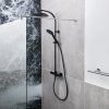 Sprchový systém / termostatická hlavica / 3 typy trysiek / 7,9 l/min. / bezpečnostná poistka pri 38 °C / mosadz / ABS / čierna