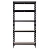 Kovová polica / 40 x 90 x 180 cm / nosnosť 175 kg / polica / 5 úrovní / drevo / čierna
