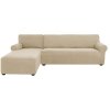 Napínací elastický žakárový potah na trojmístnou rohovou pohovku BestBerg / levá / přírodní