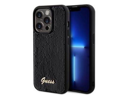 guess sequin script logo zadni kryt pro iphone 14 pro black i77248