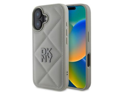 dkny pu leather quilted stack logo zadni kryt pro iphone 16 grey i83351