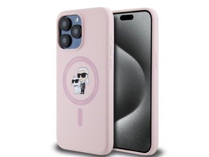 karl lagerfeld liquid silicone karl and choupette magsafe zadni kryt pro iphone 14 pro max pink i80827