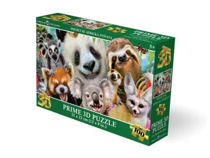 Puzzle 3D efekt - Smějící se africká zvířata 100dílků