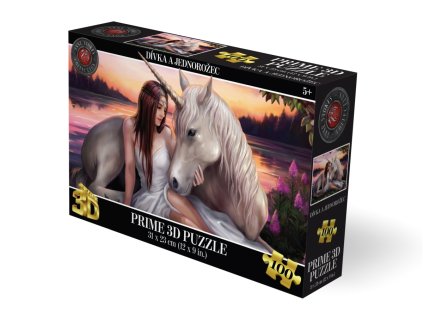 Puzzle 3D efekt - Dívka a jednorožec 100dílků