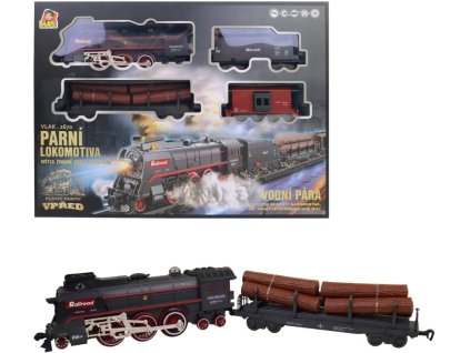 Vlaková souprava NÁKLADNÍ Steam Train, světlo, zvuk, efekt páry