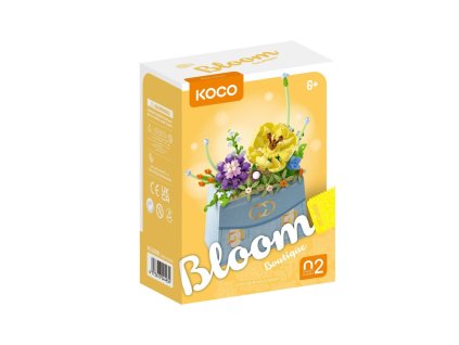 Stavebnice mini KOCO Květina v kabelce 223dílků - žlutá