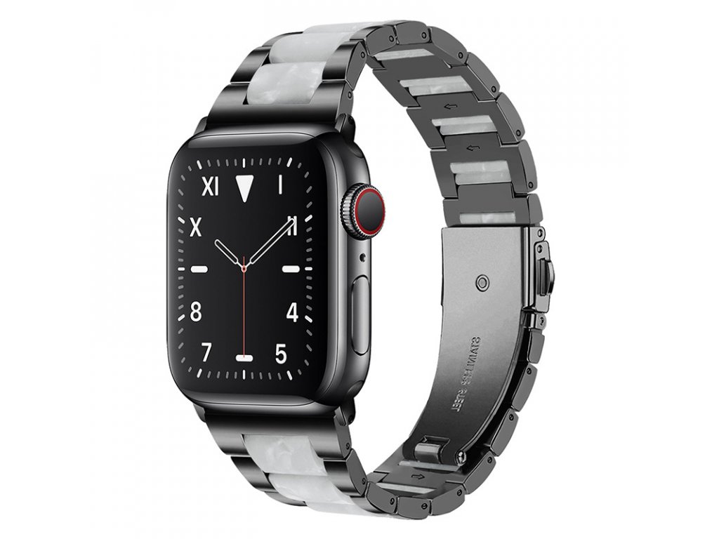 Dámský keramický dvoubarevný řemínek na Apple Watch - Tmavě šedá / bílá