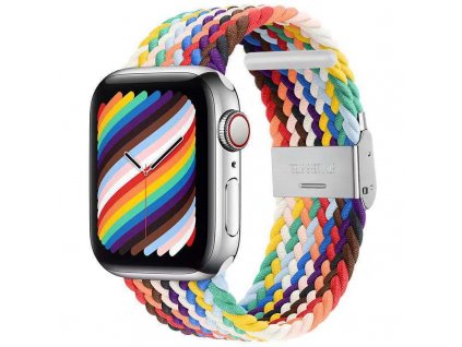 Pletený řemínek na Apple Watch s přezkou - Rainbow edition