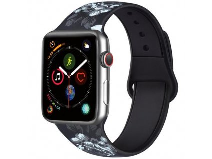 Černobílá květina - řemínek na Apple Watch
