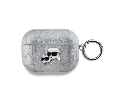 karl lagerfeld pu embossed karl and choupette heads pouzdro pro airpods pro silver ie12889215