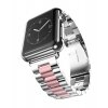 Kovový BR řemínek pro Apple Watch - Stříbrno-růžový