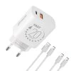 Rychloabíječka USB-A + USB-C 20W + 2x kabel 1m White