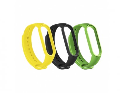 RhinoTech řemínky pro Xiaomi Mi Band 5/6/7 (3-pack černá, žlutá, zelená)