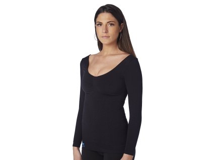 Kompresní tričko s dlouhým rukávem pro úlevu při lipedému a lymfedému černé