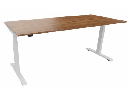 Výškově nastavitelný stůl R100 bílé nohy, deska ořech dijon