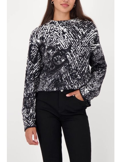 Dámský svetr se vzorem rybí kosti a kamínky - Monari