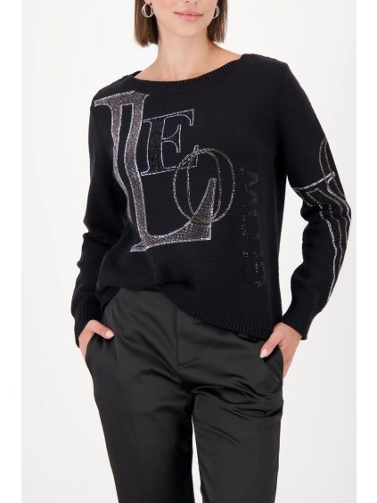 Dámský svetr černý s kamínky Glamour Nights - Monari