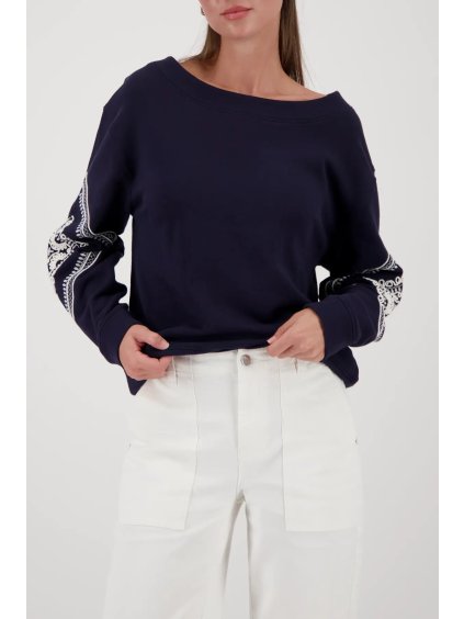 Dámský  svetřík Navy s dekorativním vzorem z kolekce WELCOME NEW - Monari