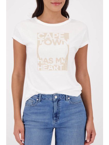 MONARI dámské tričko Cape Town „has my heart“ – off white