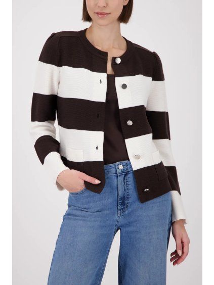MONARI pruhovaný kardigan Cape Town – dark chocolate