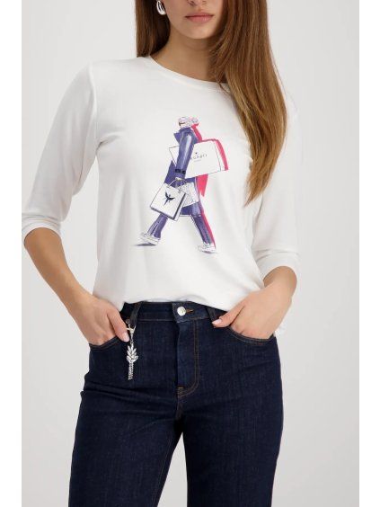 MONARI tričko Cape Town s potiskem a 3/4 rukávek  off-white