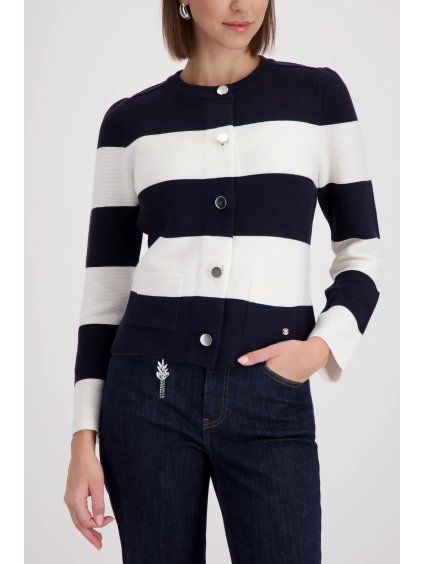 MONARI pruhovaný kardigan Cape Town – marine / off-white