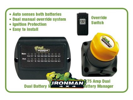Ironman4x4 - Dual Battery Kit - 275 amp - motorizovaný (vrátane monitoru a nastav. tlačidla)
