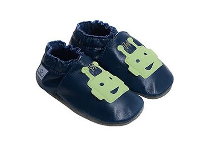 Kožené capáčky Navy se zeleným marťanem
