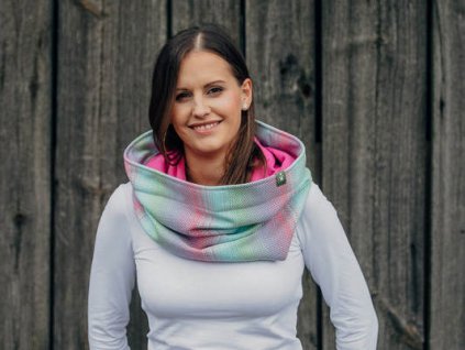 LennyLamb Nákrčník s fleecem Little Herringbone Impression & Fuchsia