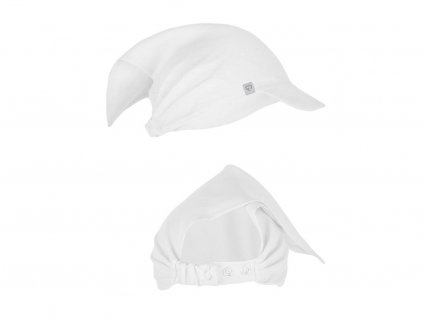 10446 chustka lniana z daszkiem bialy white linen baby hat background