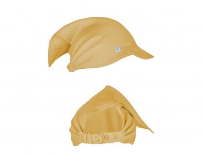 10473 1 chustka lniana z daszkiem miodowy honey yellow linen baby hat 1