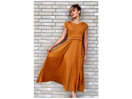 1712 1 kojici saty midi viskozovy uplet bronze