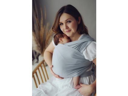 eng pl Stretchy Baby Wrap Misty Grey Light grey cotton baby sling for newborns 9927 2