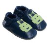 Kožené capáčky Navy se zeleným marťanem