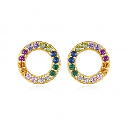 Strieborné náušnice kruhové Dúha