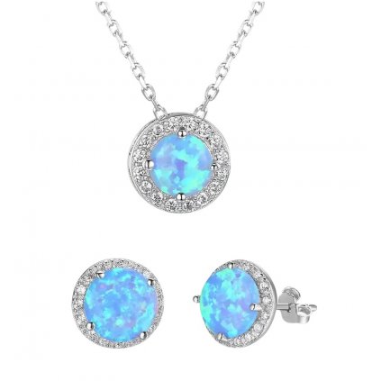 Stříbrný set šperků - opálové náušnice a opálový přívěsek