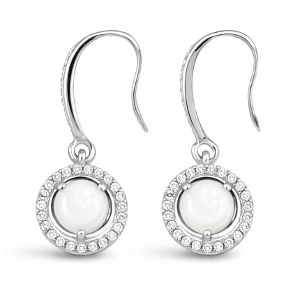 Sterling silver dangle earrings with cabochon stones