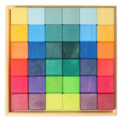 Drevené kocky dúhové Mix - set 36 kusov