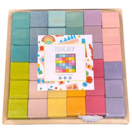 Drevené Pastelové kocky - set 36 kusov