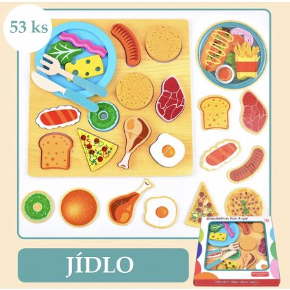 Puzzle drevené krájacie jedlo - 53 Ks