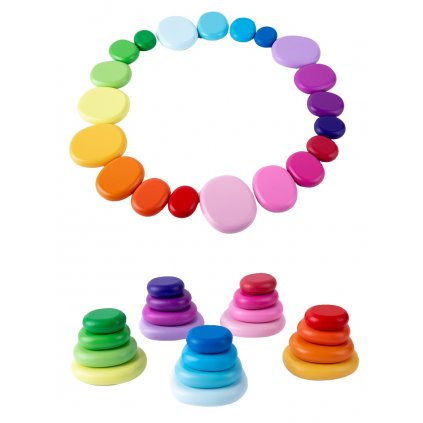 Iskay sada drevené kamene 20 ks Rainbow Stone