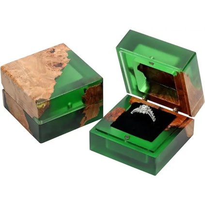 Darčeková krabička na prsteň alebo náušnice - LUX GREEN