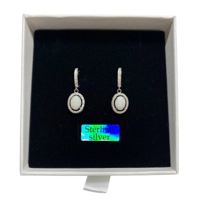 Pietní stříbrné visací náušnice OVAL