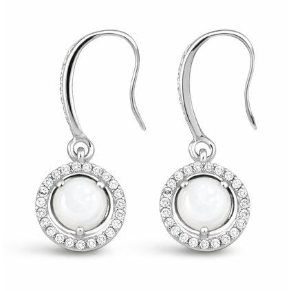 Sterling silver dangle earrings with cabochon stones