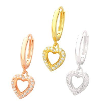 Pamětní stříbrné visací náušnice SRDCE 6MM