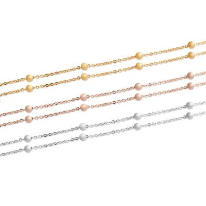 Strieborná retiazka CABLE BEADS (3 mm) – 40 + 5 cm